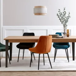 Fabrique de Styles Chaises>Chaise de salle à manger en velours - Ben Cognac