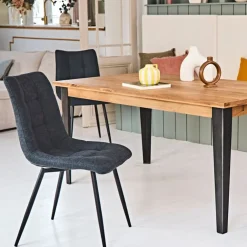 Fabrique de Styles Chaises>Chaise de salle a manger en tissu matelassé - Lilly Anthracite