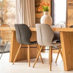 Fabrique de Styles Chaises>Chaise de salle en manger en tissu noir - Gloria Gris Foncé