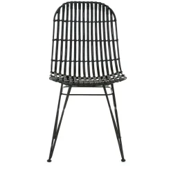 Fabrique de Styles Chaises>Chaise en rotin naturel et metal - KUBU Noir