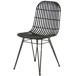 Fabrique de Styles Chaises>Chaise en rotin naturel et metal - KUBU Noir