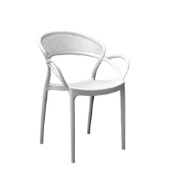 Fabrique de Styles Chaises, Fauteuils|Jardin>Chaise exterieur he en plastique empilable - Sacha Blanc