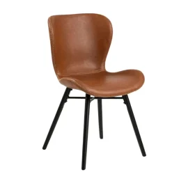 Fabrique de Styles Chaises>Chaise salle à manger aspect cuir rétro - Batla Cognac