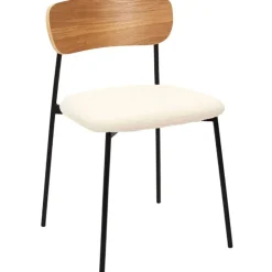 Fabrique de Styles Chaises>Chaise salle à manger en tissu bouclette - Loki Blanc