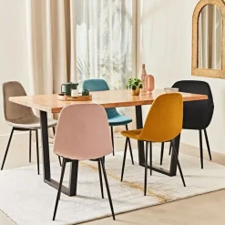 Fabrique de Styles Chaises>Chaise salle à manger en velours cotelé moutarde - Julia Jaune