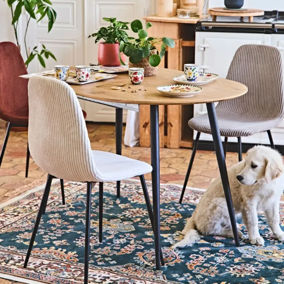 Fabrique de Styles Chaises>Chaise salle à manger en velours côtelé beige - Scarlett Crème