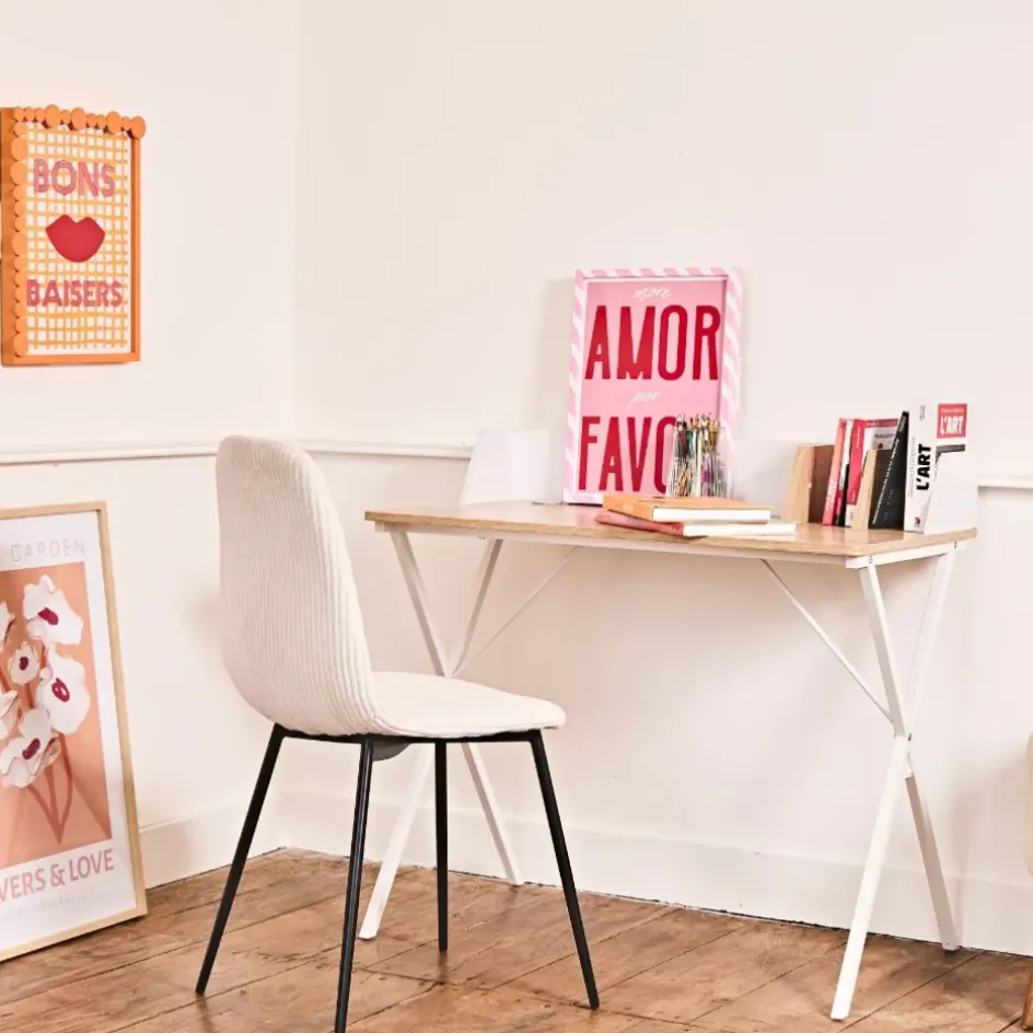 Fabrique de Styles Chaises>Chaise salle à manger en velours côtelé beige - Scarlett Crème
