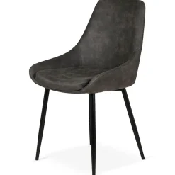 Fabrique de Styles Chaises>Chaise salle à manger tissu effet daim - Ben Gris Foncé