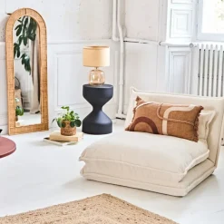 Fabrique de Styles Fauteuils>Chauffeuse en tissu côtelé écru - Tessia Ecru