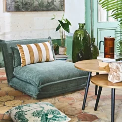 Fabrique de Styles Fauteuils>Chauffeuse en tissu côtelé - Tessia Kaki