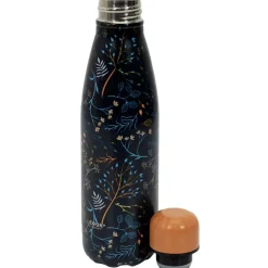 Fabrique de Styles Gourdes>Coffret bouteille isotherme fleurie 50cl Bleu