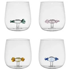 Fabrique de Styles Verres À Eau Et Gobelets>Coffret de 4 gobelets bonbon en verre 40cl - Colorea Multicolore