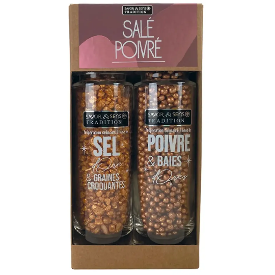 Fabrique de Styles Condiments Et Épices>Coffret de 2 moulins Sel et Poivre doré Multicolore