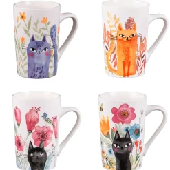 Fabrique de Styles Tasses Et Mugs>Coffret de 4 mugs en porcelaine chat 35cl - Savannah Multicolore