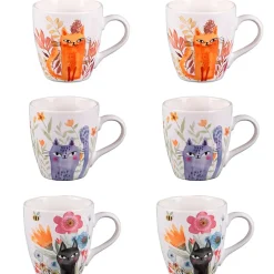 Fabrique de Styles Tasses Et Mugs>Coffret de 6 tasses en porcelaine chat 23cl - Savannah Multicolore