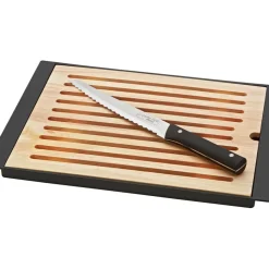 Fabrique de Styles Planches À Découper>Coffret planche à pain en hevea et couteau pain Noir