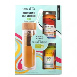 Fabrique de Styles Cafés, Thés Et Infusions>Coffret thé, maté et rooibos mangue passion avec gourde en verre Multicolore