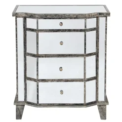 Fabrique de Styles Commodes>Commode en bois miroir patine 4 tiroirs H88cm Patiné