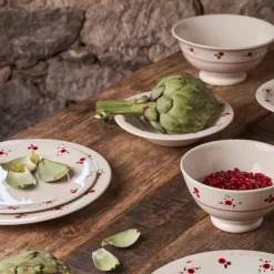 Fabrique de Styles Plats Et Saladiers>Compotier en faience 1l - Paquerette Rouge