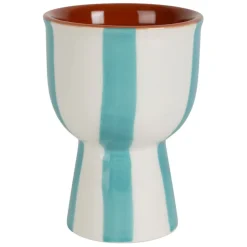 Fabrique de Styles Accessoires De Table>Coquetier en grès rayé et blanc d4.5cm - Alaria Turquoise