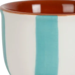 Fabrique de Styles Accessoires De Table>Coquetier en grès rayé et blanc d4.5cm - Alaria Turquoise