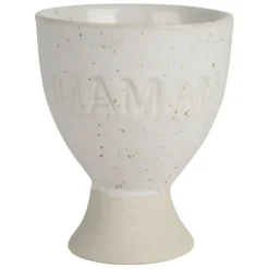 Fabrique de Styles Accessoires De Table>Coquetier maman en grès écru moucheté Ecru