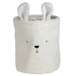 Fabrique de Styles Déco>Corbeille ourson en velours écru h35cm - Songes Ecru