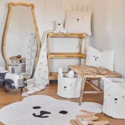 Fabrique de Styles Déco>Corbeille ourson en velours écru h35cm - Songes Ecru