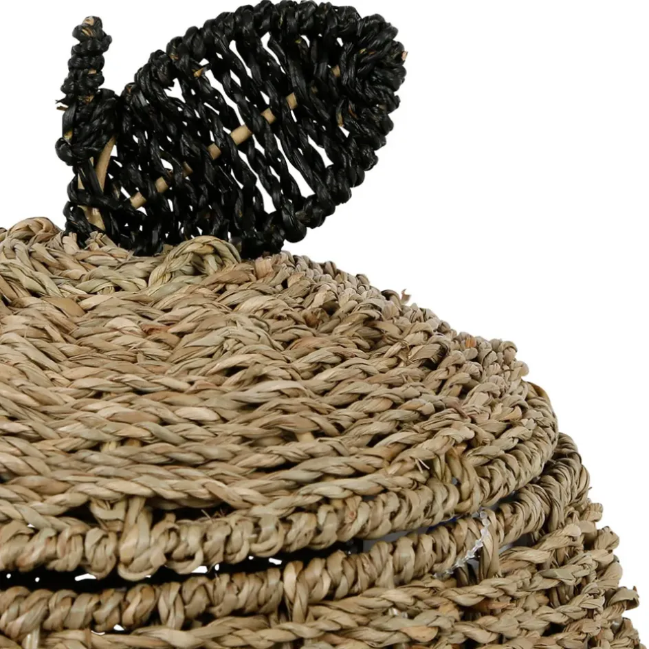 Fabrique de Styles Paniers Et Corbeilles>Corbeilles pomme avec couvercle x2 en jonc de mer+fer - Sweet Dream Naturel