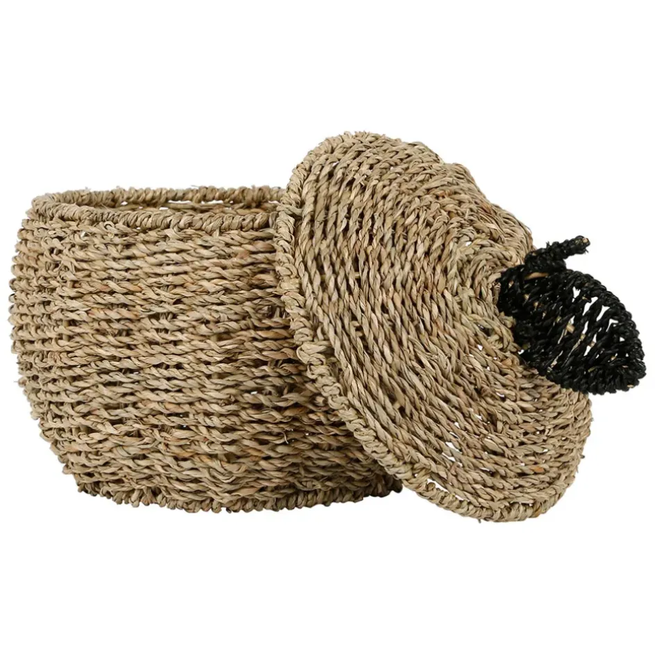 Fabrique de Styles Paniers Et Corbeilles>Corbeilles pomme avec couvercle x2 en jonc de mer+fer - Sweet Dream Naturel