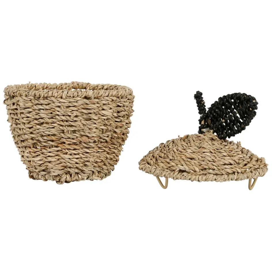 Fabrique de Styles Paniers Et Corbeilles>Corbeilles pomme avec couvercle x2 en jonc de mer+fer - Sweet Dream Naturel