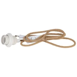 Fabrique de Styles Ampoules Et Cordons Électriques>Cordon électrique avec interrupteur en tissu naturel et blanc 1.75m Naturel, Blanc