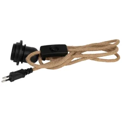 Fabrique de Styles Ampoules Et Cordons Électriques>Cordon électrique avec interrupteur en tissu naturel et noir 1.75m Naturel, Noir