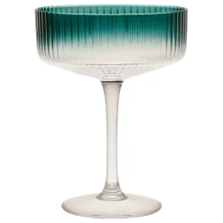 Fabrique de Styles Coupes Et Flutes>Coupe champagne striée en verre - Funny Emeraude