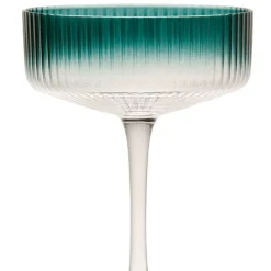 Fabrique de Styles Coupes Et Flutes>Coupe champagne striée en verre - Funny Emeraude