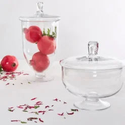 Fabrique de Styles Bonbonnières, Cloches Et Coupes>Coupe sur pied en verre avec couvercle d24cm - Eloise