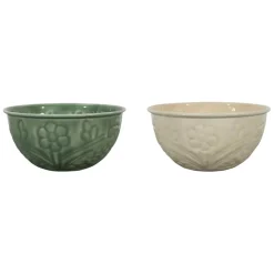 Fabrique de Styles Bols Et Coupelles>Coupelle en fer (x2) ivoire et sauge d14cm - Floraly Sauge, Ivoire