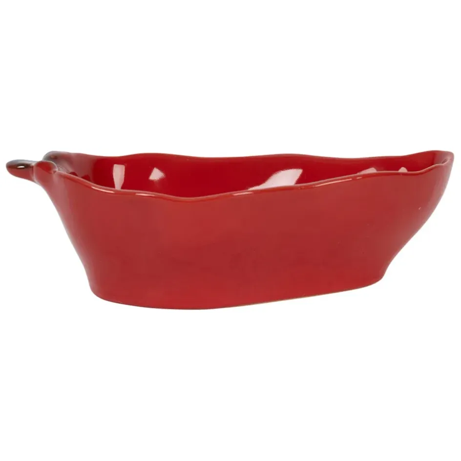 Fabrique de Styles Bols Et Coupelles>Coupelle en forme de piment en grès 18x8.5cm Rouge