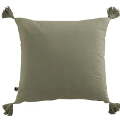 Fabrique de Styles Coussins Et Housses>Coussin avec pompons en gaze de coton 40x40cm - Gaia Romarin