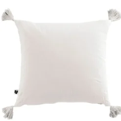 Fabrique de Styles Coussins Et Housses>Coussin chantilly avec pompons en gaze de coton 40x40cm - Gaia Blanc