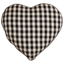 Fabrique de Styles Coussins Et Housses>Coussin cœur en coton à carreaux 40x35cm - Campagne Noir