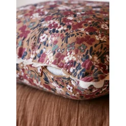 Fabrique de Styles Coussins Et Housses>Coussin déhoussable avec croquet en gaze de coton imprimée 40x40cm - Capucine Camel