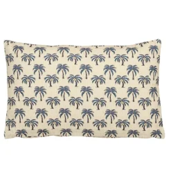 Fabrique de Styles Coussins Et Housses>Coussin en coton cassé 55x35cm - Palme Blanc