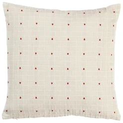Fabrique de Styles Coussins Et Housses>Coussin en coton 45x45cm - P'tits Coeurs Grège