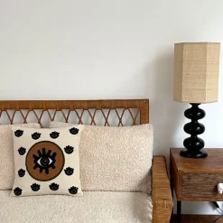 Fabrique de Styles Coussins Et Housses>Coussin en coton Oeil Protecteur marron 40x40cm - Influence Kaki