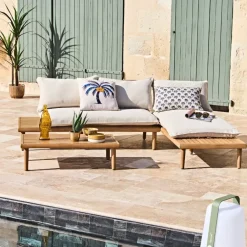 Fabrique de Styles Coussins Et Housses>Coussin palmier en coton et bleu 45x45cm - Palme Blanc