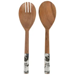 Fabrique de Styles Ustensibles De Cuisine>Couverts de salade en acacia - Rose Noire Gris