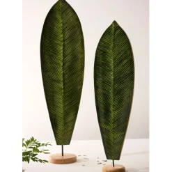 Fabrique de Styles Petits Objets Déco>Déco feuille de bananier en manguier h62cm - Sanaga Vert