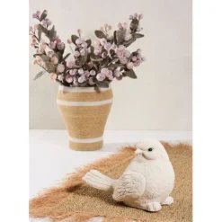 Fabrique de Styles Petits Objets Déco>Déco moineau en fibre écru Ecru