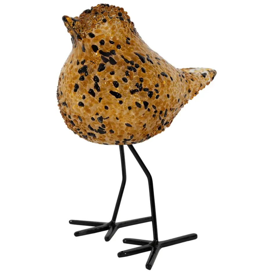 Fabrique de Styles Petits Objets Déco>Déco moineau en verre et noir - Serin Ambre